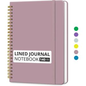 image:imageTaja Lined Spiral Journal Notebook for Women amp Men 140 Pages College Ruled Hardcover Notebook for Work amp Note Taking Journals for Writing A557 x 79  GreenKBoho Purple