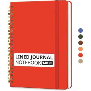 image:imageTaja Lined Spiral Journal Notebook for Women amp Men 140 Pages College Ruled Hardcover Notebook for Work amp Note Taking Journals for Writing A557 x 79  GreenRTomato Red