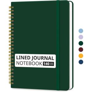 image:imageTaja Lined Spiral Journal Notebook for Women amp Men 140 Pages College Ruled Hardcover Notebook for Work amp Note Taking Journals for Writing A557 x 79  GreenFDark Green