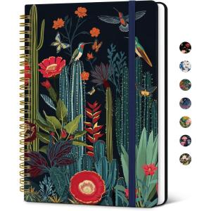 image:imageTaja Lined Spiral Notebook Journal for Women A558  83 Cute Hardcover Notebook for Work School amp Note Taking Pretty College Ruled Journal for Writing 140 Pages JellyfishRCactus Garden