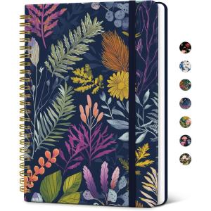 image:imageTaja Lined Spiral Notebook Journal for Women A558  83 Cute Hardcover Notebook for Work School amp Note Taking Pretty College Ruled Journal for Writing 140 Pages JellyfishZFlourish Foliage