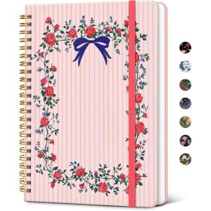 image:imageTaja Lined Spiral Notebook Journal for Women A558  83 Cute Hardcover Notebook for Work School amp Note Taking Pretty College Ruled Journal for Writing 140 Pages JellyfishZRibbon Wreath