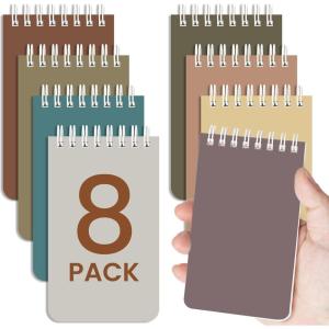 image:imageTaja Pocket Small Notebook 3 x 5 Set of 8 Mini Little Spiral Notebook Nursing Notepad Perfect for Work School Office Nurse Travel  NeutralBNeutral