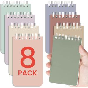 image:imageTaja Pocket Small Notebook 3 x 5 Set of 8 Mini Little Spiral Notebook Nursing Notepad Perfect for Work School Office Nurse Travel  NeutralDEarthy Neutrals