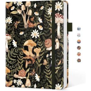 image:imageTaja Pretty Lined Journal for Women Aesthetic Cute Hardcover Leather Journal for Writing A5 College Ruled Notebook for Work amp Note Taking Perfect for Office School Home 160 Pages Meadow FlowersNMushroom