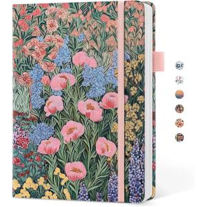 image:imageTaja Pretty Lined Journal for Women Aesthetic Cute Hardcover Leather Journal for Writing A5 College Ruled Notebook for Work amp Note Taking Perfect for Office School Home 160 Pages Meadow FlowersJBlooming Symphony