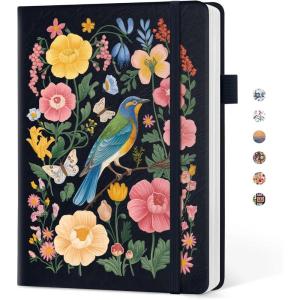image:imageTaja Pretty Lined Journal for Women Aesthetic Cute Hardcover Leather Journal for Writing A5 College Ruled Notebook for Work amp Note Taking Perfect for Office School Home 160 Pages Meadow FlowersMGarden Bird