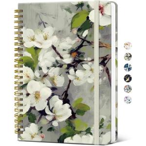 image:imageTaja Spiral Journal Notebook for Women Pretty Hardcover Lined Notebook for Work amp Note Taking Aesthetic Cute Journal for Writing 140 Pages 58x83 Petal ArrayJWhite Blossom
