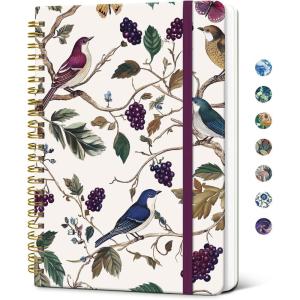 image:imageTaja Spiral Journal Notebook for Women Pretty Hardcover Lined Notebook for Work amp Note Taking Aesthetic Cute Journal for Writing 140 Pages 58x83 Petal ArrayXVineyard Birds