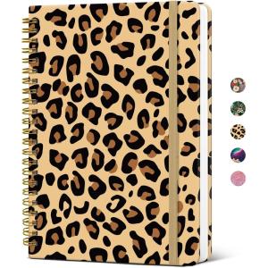 image:imageTaja Spiral Journal Notebook for Women Pretty Hardcover Lined Notebook for Work amp Note Taking Aesthetic Cute Journal for Writing 140 Pages 58x83 Petal ArrayNLeopard