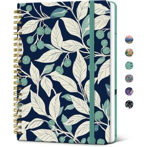 image:imageTaja Spiral Lined Journal for Women Notebook for Work with Pretty Cover 140 College Ruled Pages Hardcover Notebook for Journaling Note Taking Bible Study Color SplashDBotanic Berry