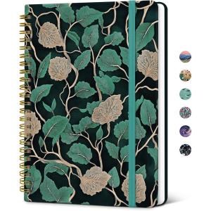 image:imageTaja Spiral Lined Journal for Women Notebook for Work with Pretty Cover 140 College Ruled Pages Hardcover Notebook for Journaling Note Taking Bible Study Color SplashDEmerald Vines