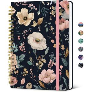 image:imageTaja Spiral Lined Journal for Women Notebook for Work with Pretty Cover 140 College Ruled Pages Hardcover Notebook for Journaling Note Taking Bible Study Color SplashGEvening Petals
