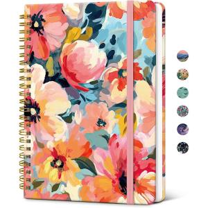 image:imageTaja Spiral Lined Journal for Women Notebook for Work with Pretty Cover 140 College Ruled Pages Hardcover Notebook for Journaling Note Taking Bible Study Color SplashNPastel Garden