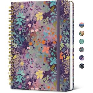 image:imageTaja Spiral Lined Journal for Women Notebook for Work with Pretty Cover 140 College Ruled Pages Hardcover Notebook for Journaling Note Taking Bible Study Color SplashOLavendar Floral