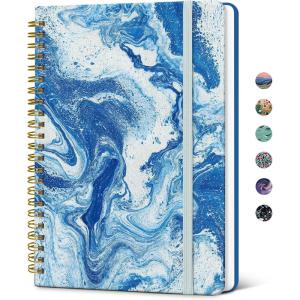 image:imageTaja Spiral Lined Journal for Women Notebook for Work with Pretty Cover 140 College Ruled Pages Hardcover Notebook for Journaling Note Taking Bible Study Color SplashUOcean Marble