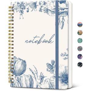 image:imageTaja Spiral Lined Journal for Women Notebook for Work with Pretty Cover 140 College Ruled Pages Hardcover Notebook for Journaling Note Taking Bible Study Color SplashKBlue Elegance
