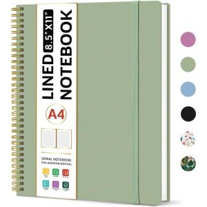 image:imageTaja Spiral Lined Notebook 85x11 Notebooks for Work Large A4 Journal for Women amp Men College Ruled Journaling Notebook for Writing Plastic Cover Spiral Journal PurpleFGreen