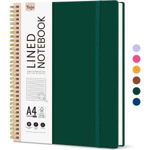image:imageTaja Spiral Lined Notebook 85x11 Notebooks for Work Large A4 Journal for Women amp Men College Ruled Journaling Notebook for Writing Plastic Cover Spiral Journal PurpleL  Dark Green