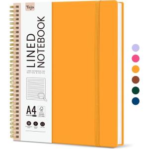 image:imageTaja Spiral Lined Notebook 85x11 Notebooks for Work Large A4 Journal for Women amp Men College Ruled Journaling Notebook for Writing Plastic Cover Spiral Journal PurpleN  Yellow