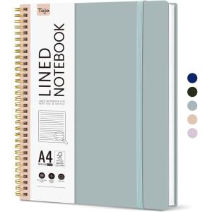 image:imageTaja Spiral Lined Notebook 85x11 Notebooks for Work Large A4 Journal for Women amp Men College Ruled Journaling Notebook for Writing Plastic Cover Spiral Journal PurpleIAiry Blue