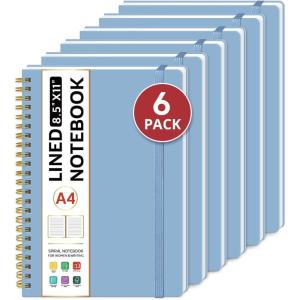 image:imageTaja Spiral Lined Notebook 85x11 Notebooks for Work Large A4 Journal for Women amp Men College Ruled Journaling Notebook for Writing Plastic Cover Spiral Journal PurpleCBlue