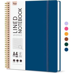 image:imageTaja Spiral Lined Notebook 85x11 Notebooks for Work Large A4 Journal for Women amp Men College Ruled Journaling Notebook for Writing Plastic Cover Spiral Journal PurpleL  Navy Blue