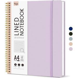 image:imageTaja Spiral Lined Notebook 85x11 Notebooks for Work Large A4 Journal for Women amp Men College Ruled Journaling Notebook for Writing Plastic Cover Spiral Journal PurpleGLilac