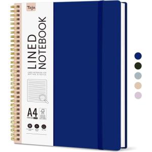 image:imageTaja Spiral Lined Notebook 85x11 Notebooks for Work Large A4 Journal for Women amp Men College Ruled Journaling Notebook for Writing Plastic Cover Spiral Journal PurpleDCobalt