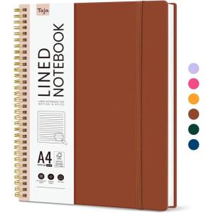 image:imageTaja Spiral Lined Notebook 85x11 Notebooks for Work Large A4 Journal for Women amp Men College Ruled Journaling Notebook for Writing Plastic Cover Spiral Journal PurpleC  Rust Brown