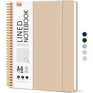 image:imageTaja Spiral Lined Notebook 85x11 Notebooks for Work Large A4 Journal for Women amp Men College Ruled Journaling Notebook for Writing Plastic Cover Spiral Journal PurpleKKhaki