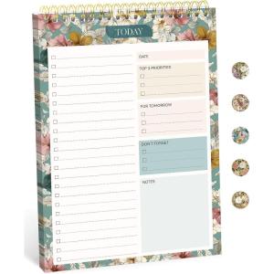 image:imageTaja To Do List Notepad  To Do List Notebook for Work with 52 Sheets 98 x 65 Undated Daily Planner Perfect for Daily Tasks and Goal Setting Notepad Suitable for Office Home amp School  Greenery SwaynTeal Petals