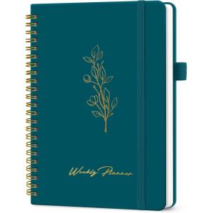 image:imageUndated Weekly Planner Weekly To Do List Notebook with Goal amp Habit Tracker Organizer A5 Weekly Planner Notebook with Spiral Binding 61 x 82  GreenmPine Emerald