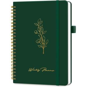 image:imageUndated Weekly Planner Weekly To Do List Notebook with Goal amp Habit Tracker Organizer A5 Weekly Planner Notebook with Spiral Binding 61 x 82  GreennDark Green