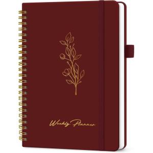 image:imageUndated Weekly Planner Weekly To Do List Notebook with Goal amp Habit Tracker Organizer A5 Weekly Planner Notebook with Spiral Binding 61 x 82  GreenqBurgundy
