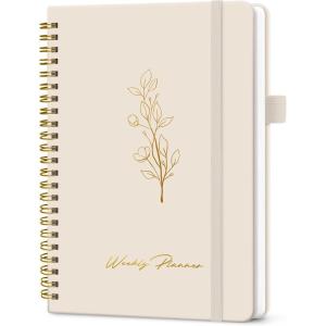 image:imageUndated Weekly Planner Weekly To Do List Notebook with Goal amp Habit Tracker Organizer A5 Weekly Planner Notebook with Spiral Binding 61 x 82  GreenvBeige