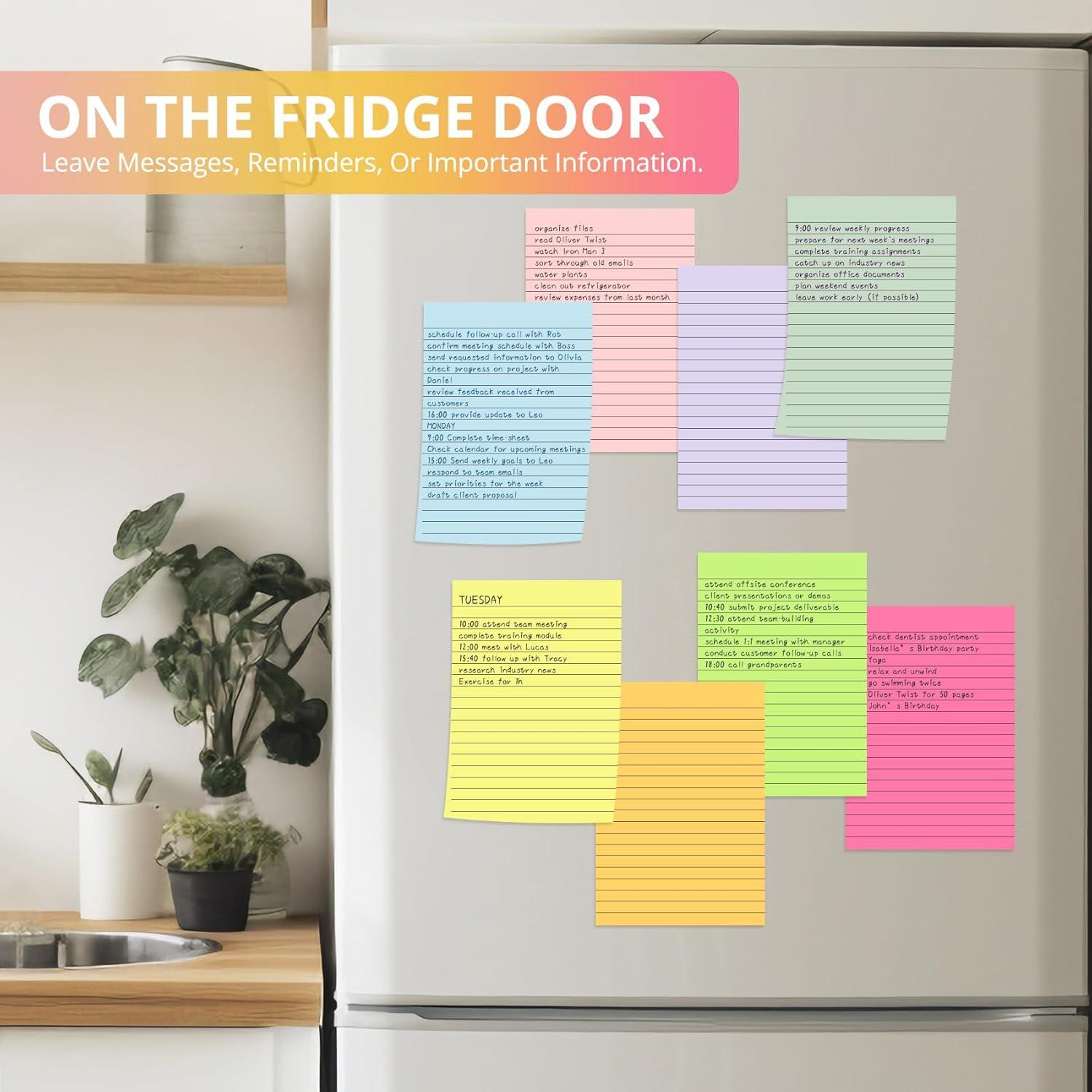 image:imageLined Sticky Notes 24 Pads 4x6 Inches Large Sticky Notes with Lines Memo Note Pads in Multi Colors 30 SheetsPad Super Sticking Power for Office Home amp Planning BrightBright