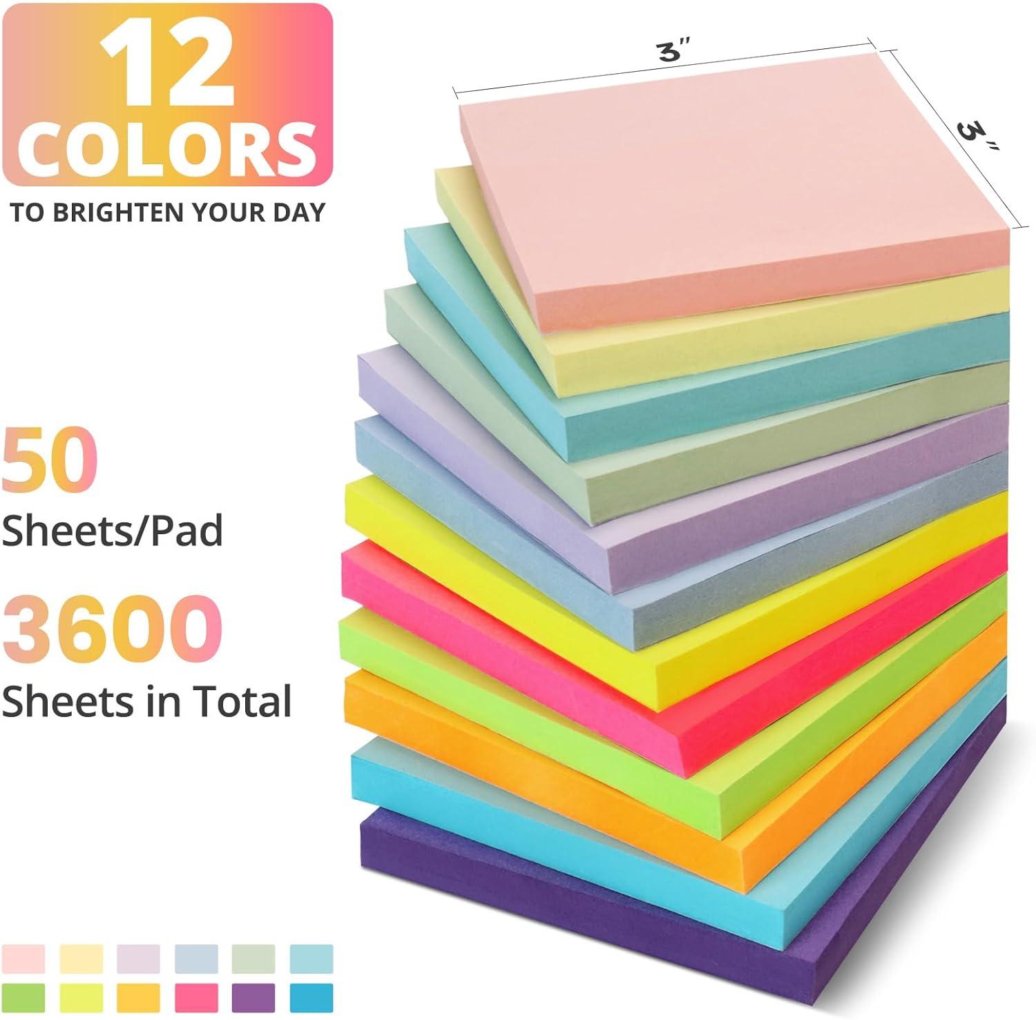 image:imageLined Sticky Notes 36 Pads 3x3 Inches SelfStick Note Pads Perfect for Office Study and Daily Life Organization VintageBright