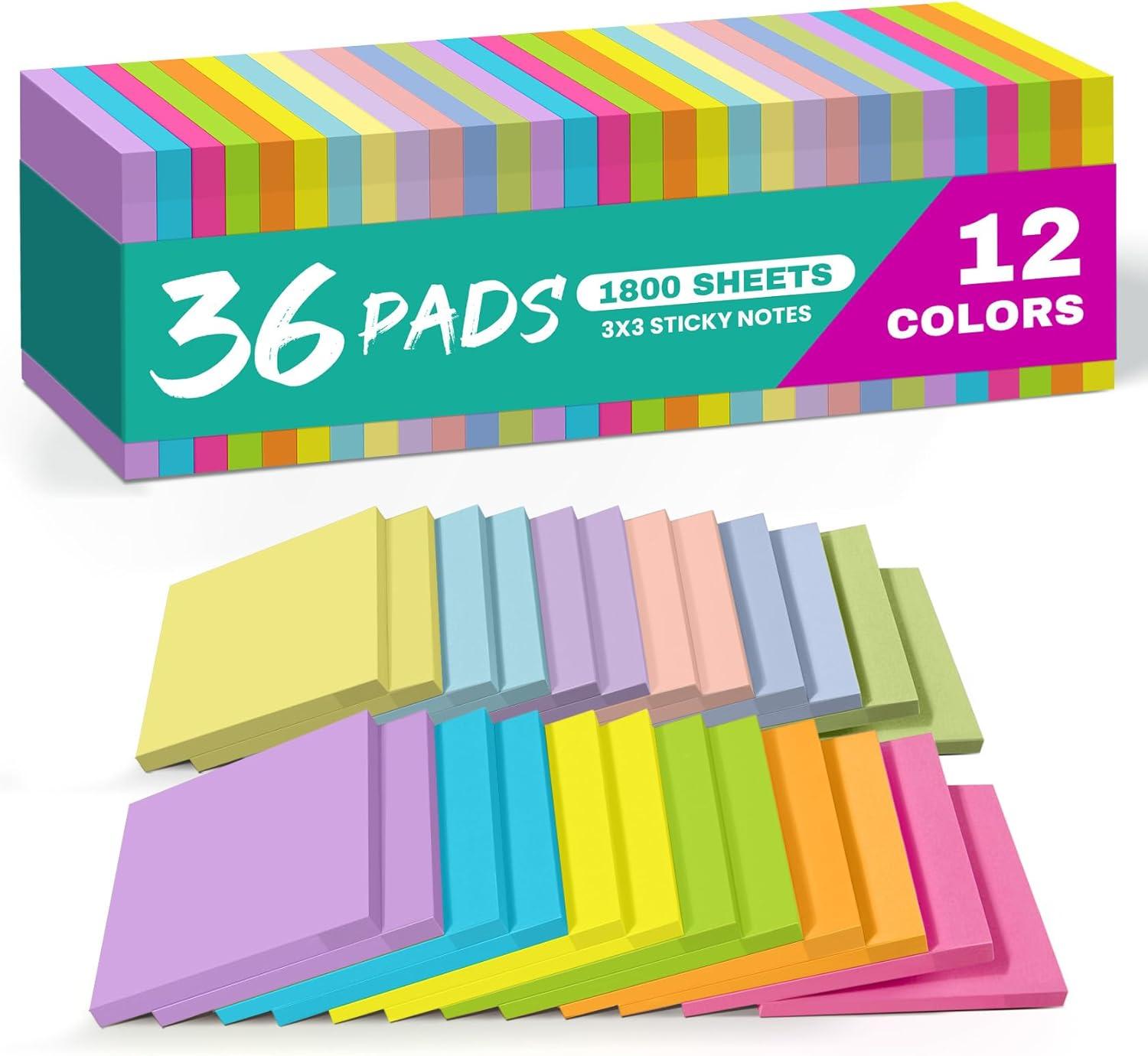 image:imageLined Sticky Notes 36 Pads 3x3 Inches SelfStick Note Pads Perfect for Office Study and Daily Life Organization VintageBright