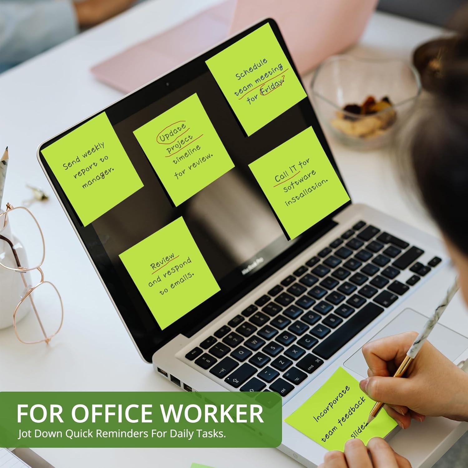 image:imageLined Sticky Notes 36 Pads 3x3 Inches SelfStick Note Pads Perfect for Office Study and Daily Life Organization VintageGreen