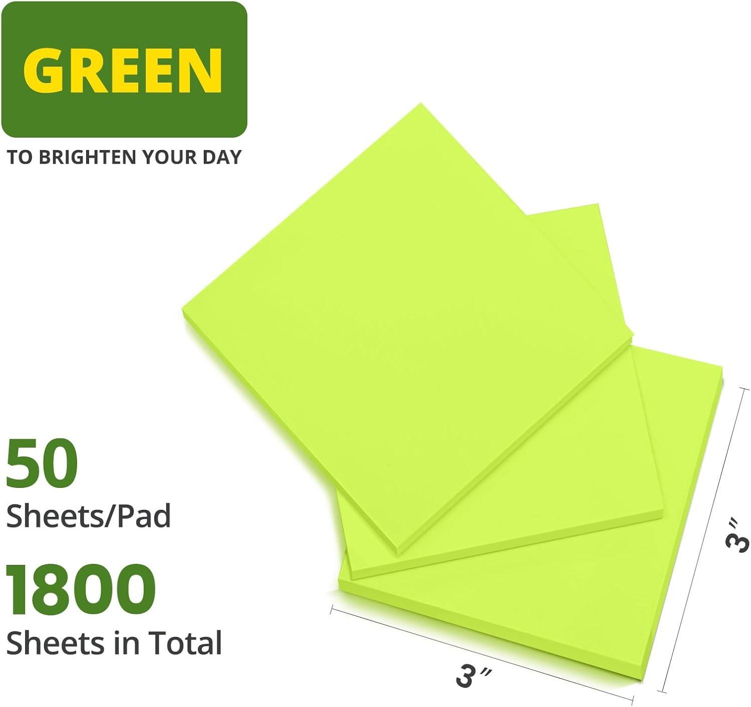 image:imageLined Sticky Notes 36 Pads 3x3 Inches SelfStick Note Pads Perfect for Office Study and Daily Life Organization VintageGreen