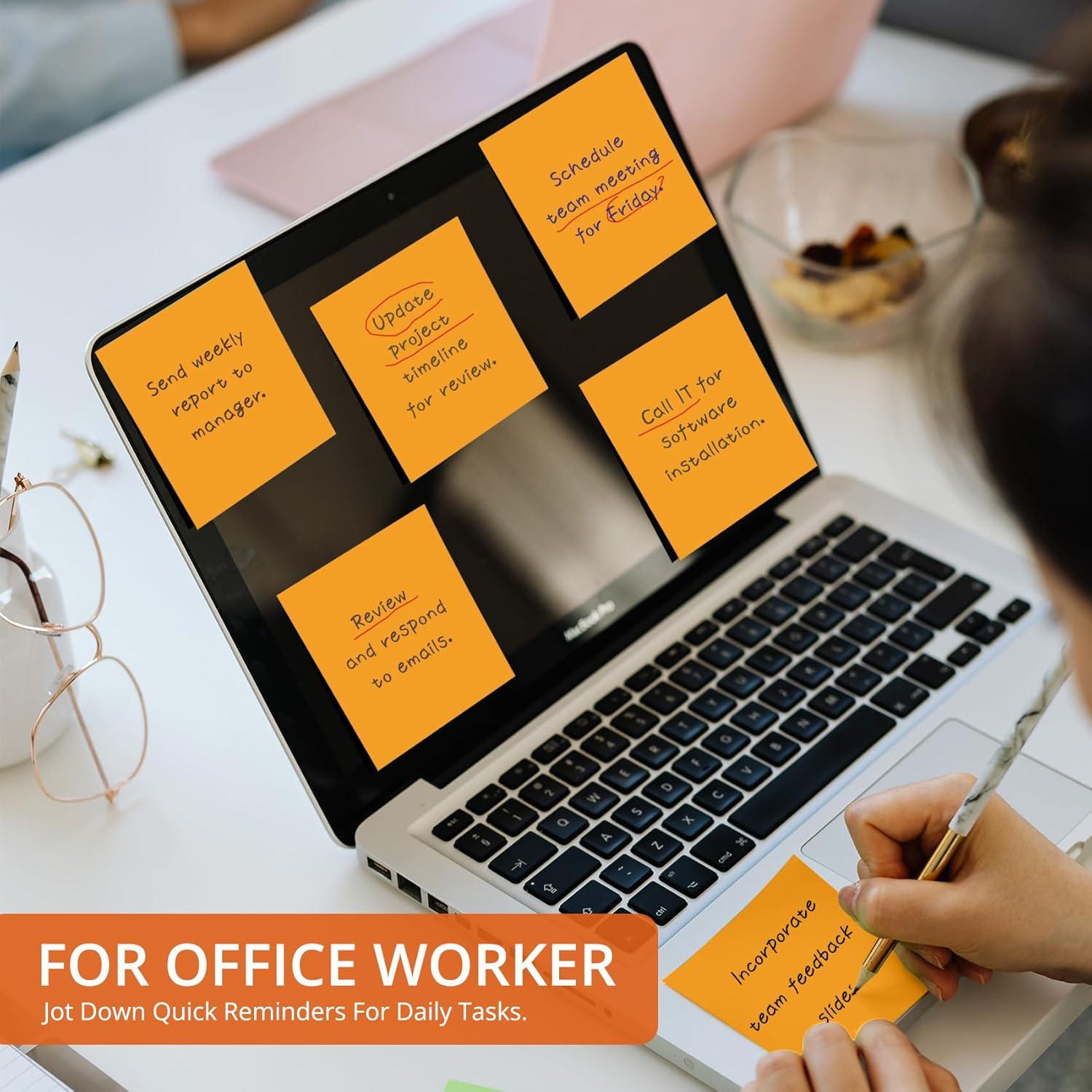 image:imageLined Sticky Notes 36 Pads 3x3 Inches SelfStick Note Pads Perfect for Office Study and Daily Life Organization VintageOrange