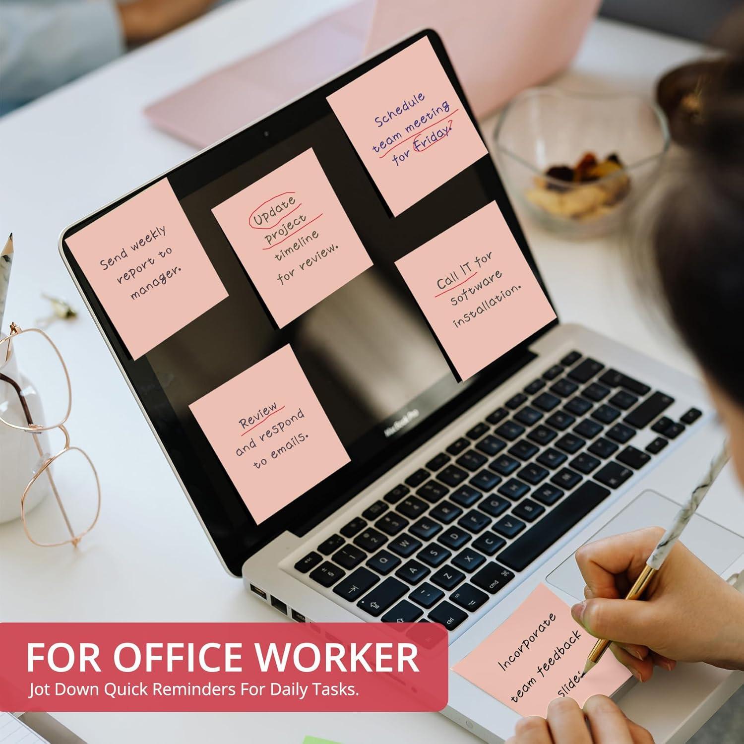image:imageLined Sticky Notes 36 Pads 3x3 Inches SelfStick Note Pads Perfect for Office Study and Daily Life Organization VintagePink