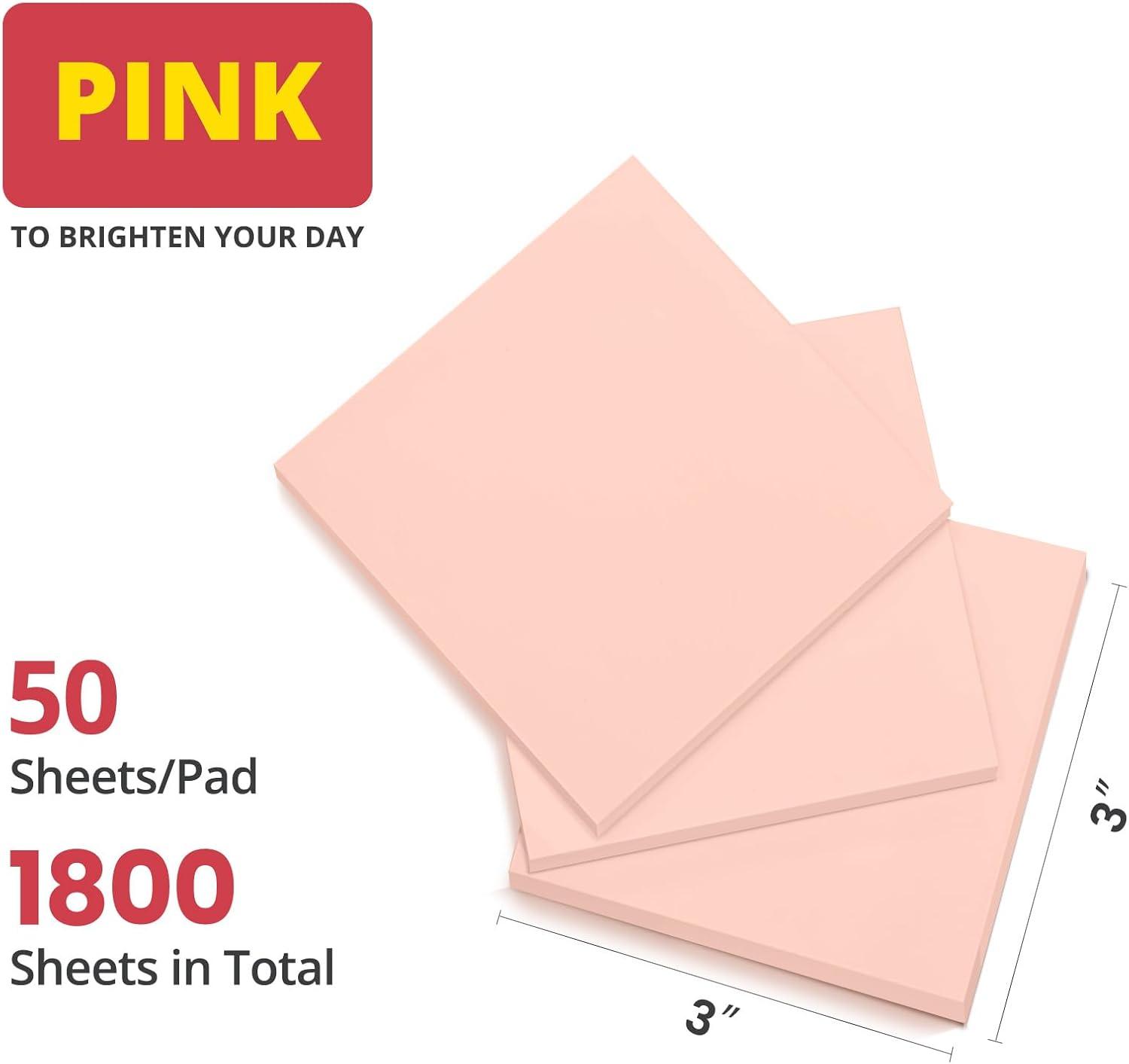 image:imageLined Sticky Notes 36 Pads 3x3 Inches SelfStick Note Pads Perfect for Office Study and Daily Life Organization VintagePink