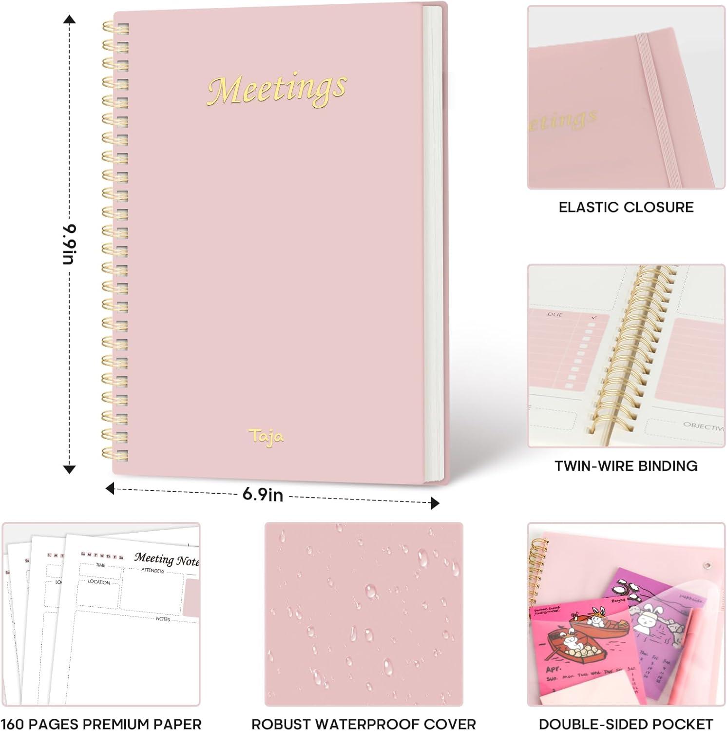 image:imageMeeting Notebook for Work Organization Work Planner Notebook with Action Items Agenda Planner for Note Taking 160 Pages 69 X 99 Project Organizer for Men amp Women PinkaPink