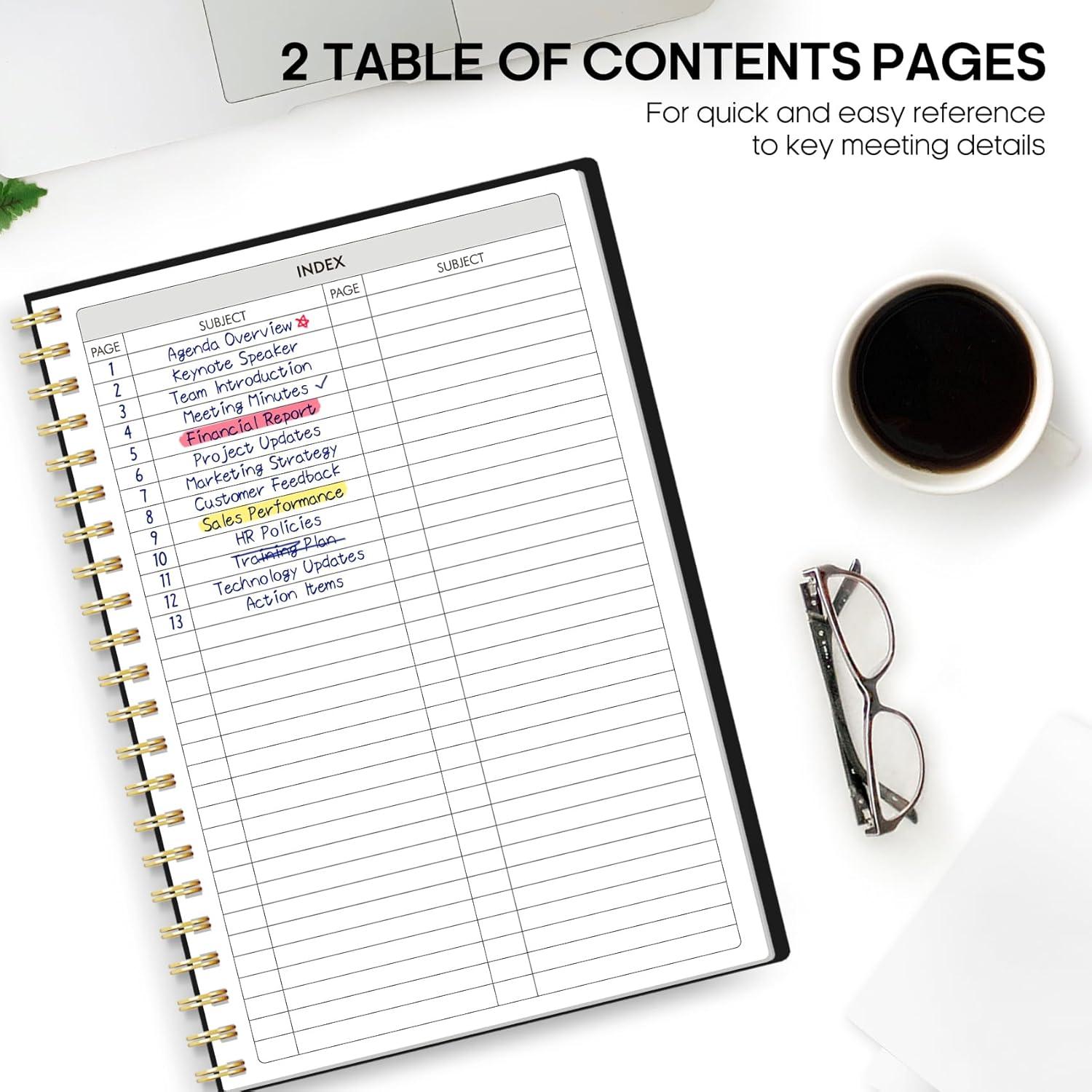 image:imageMeeting Notebook for Work Organization Work Planner Notebook with Action Items Agenda Planner for Note Taking 160 Pages 69 X 99 Project Organizer for Men amp Women PinkbBlack