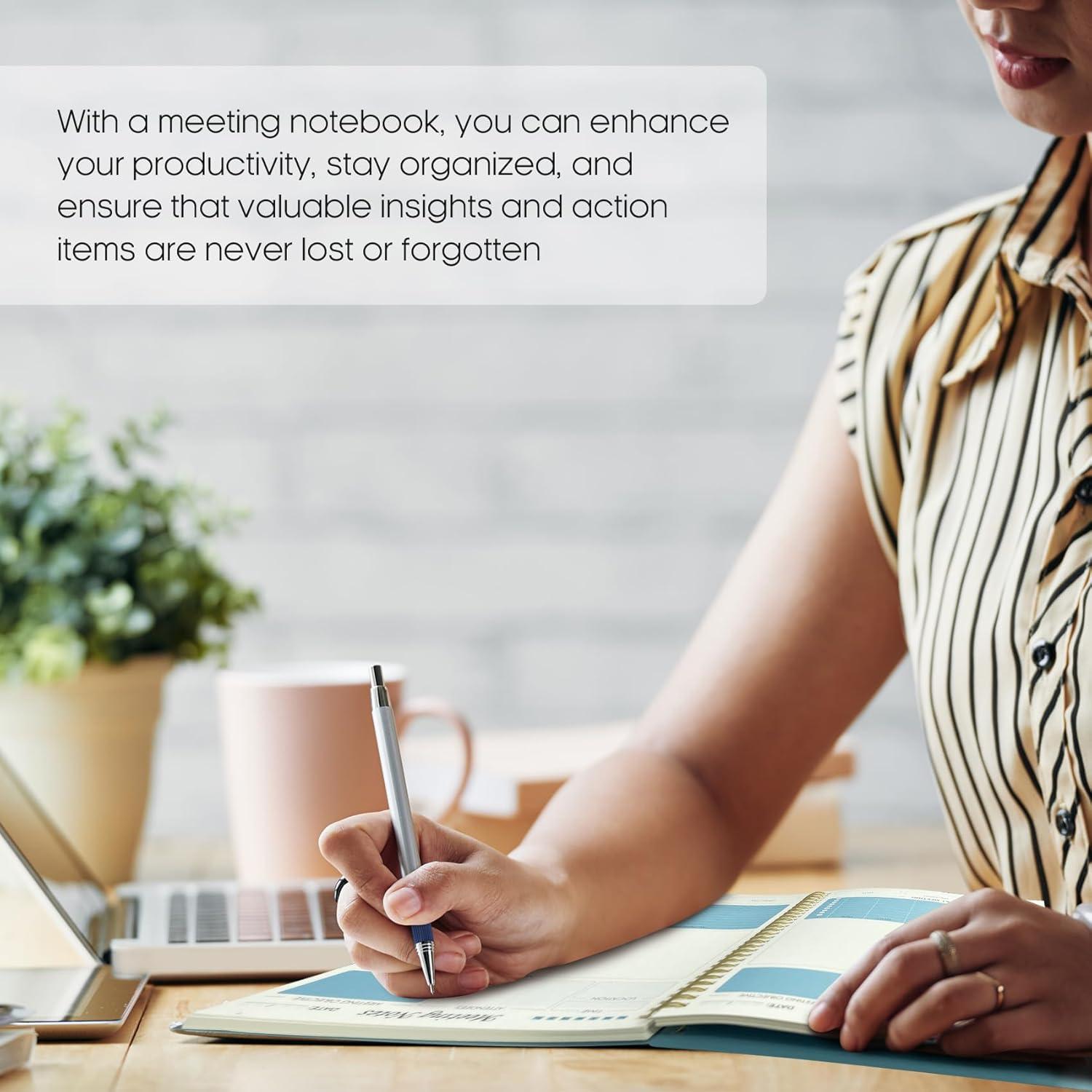 image:imageMeeting Notebook for Work Organization Work Planner Notebook with Action Items Agenda Planner for Note Taking 160 Pages 69 X 99 Project Organizer for Men amp Women Pinka Blue
