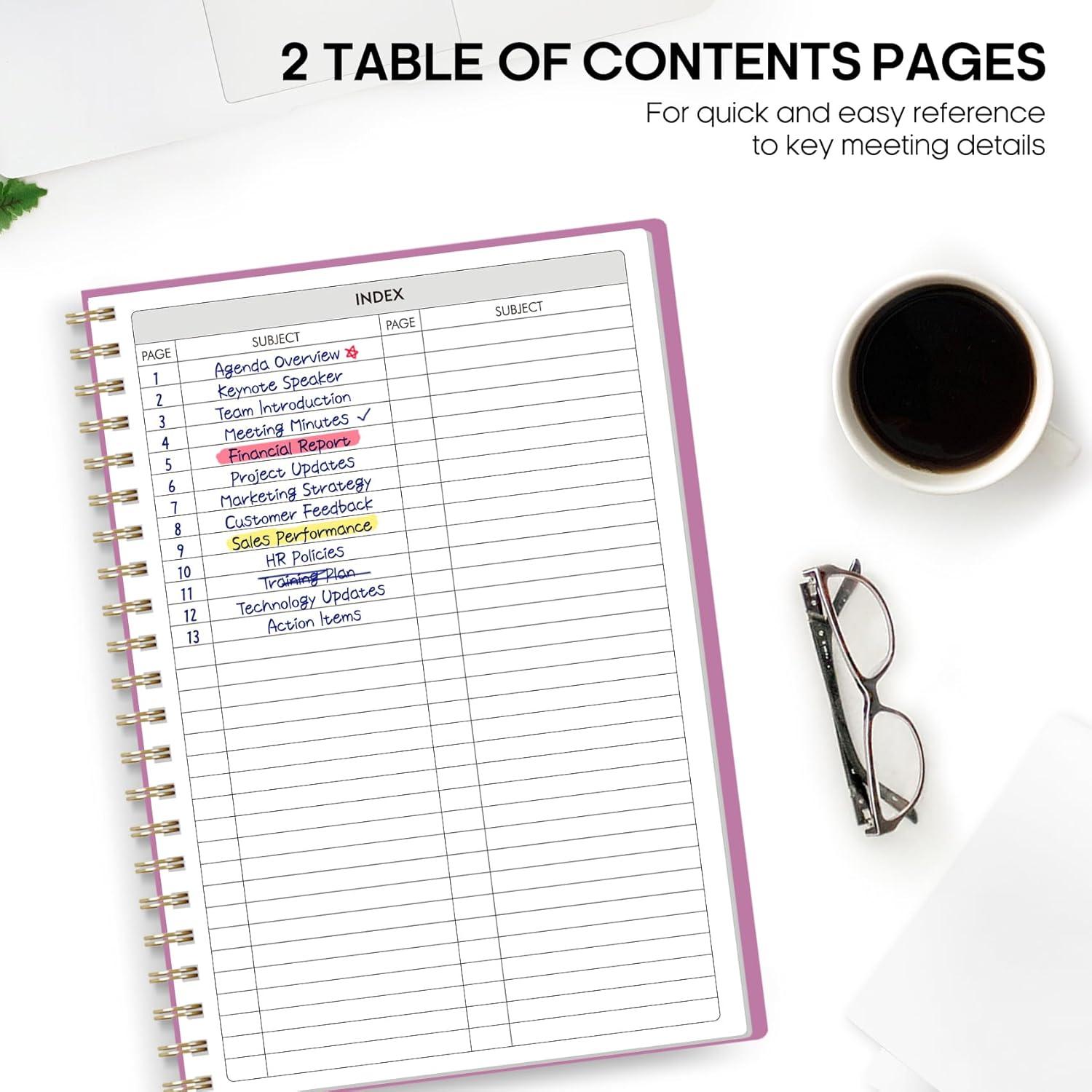 image:imageMeeting Notebook for Work Organization Work Planner Notebook with Action Items Agenda Planner for Note Taking 160 Pages 69 X 99 Project Organizer for Men amp Women PinkdPurple