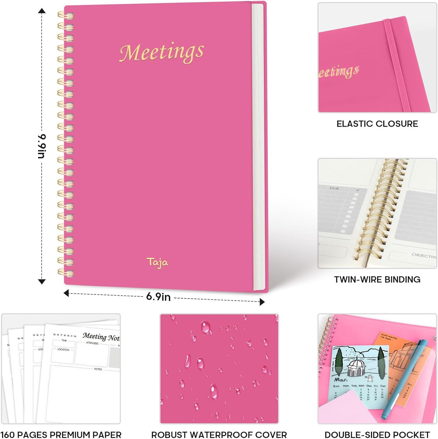 image:imageMeeting Notebook for Work Organization Work Planner Notebook with Action Items Agenda Planner for Note Taking 160 Pages 69 X 99 Project Organizer for Men amp Women Pinki Berry Pink