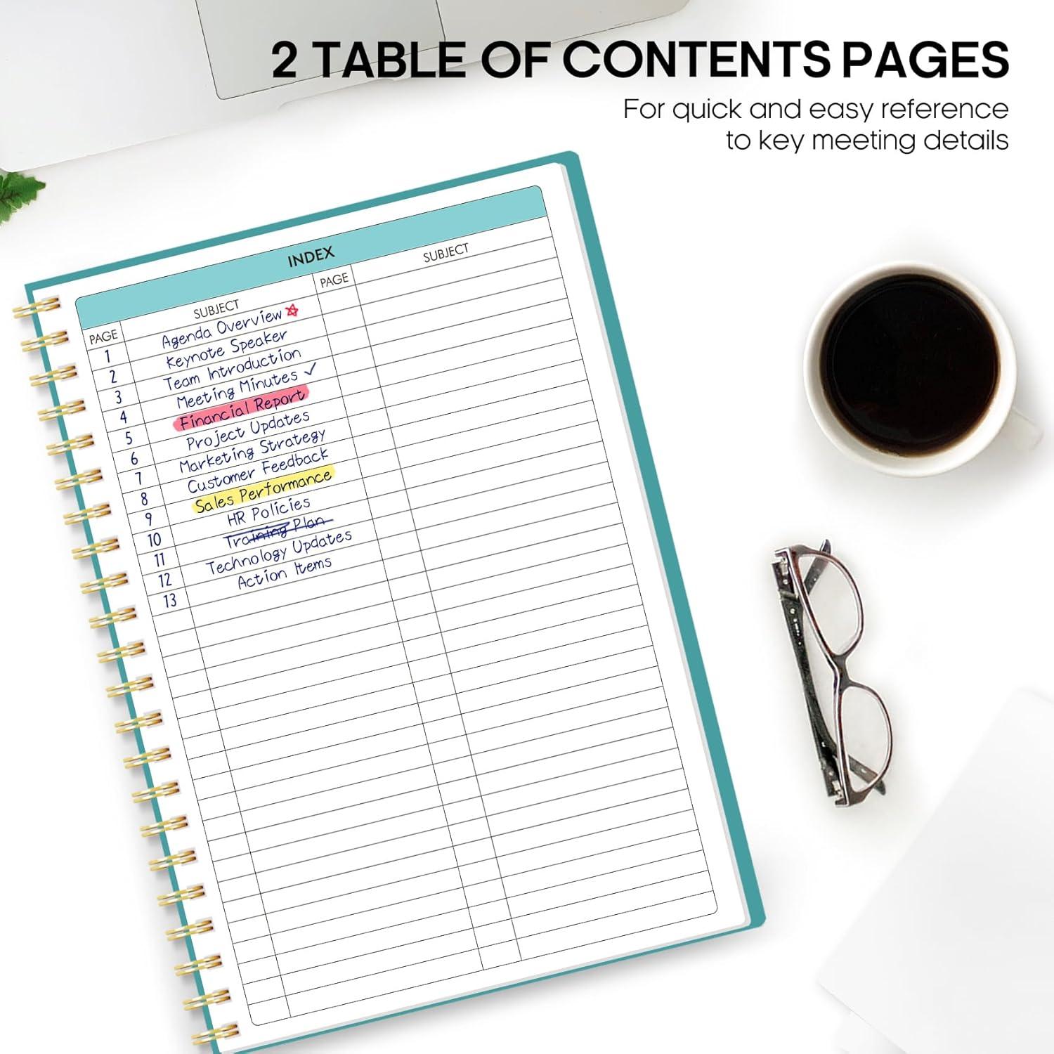 image:imageMeeting Notebook for Work Organization Work Planner Notebook with Action Items Agenda Planner for Note Taking 160 Pages 69 X 99 Project Organizer for Men amp Women PinkbBlue